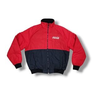 Vintage Holloway Coca-Cola Red Fleece Lined Delivery Jacket Men's L USA Made